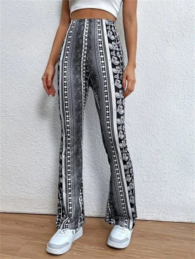 High Elastic Tight Pants Slim Sexy Print Trousers Womens Clothing 15