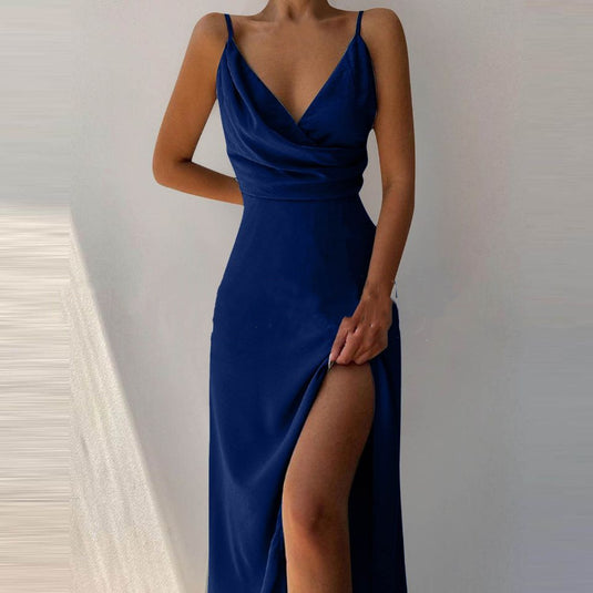 V-neck Slit Sling Sexy Summer Fashion Dresses For Women Clothing 16