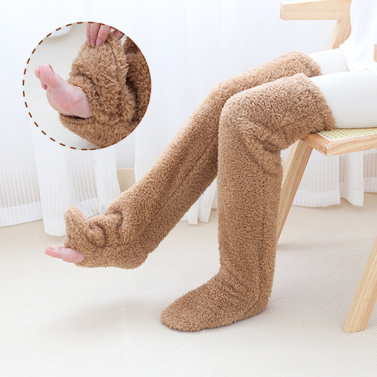 Over Knee High Fuzzy Long Socks Winter Warm Cold Leg Knee Joint 1
