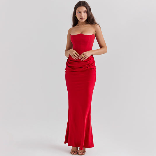 Slim Tube Top Long Dress Sexy Fashion 8