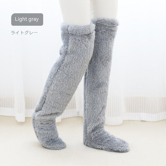 Over Knee High Fuzzy Long Socks Winter Warm Cold Leg Knee Joint 4