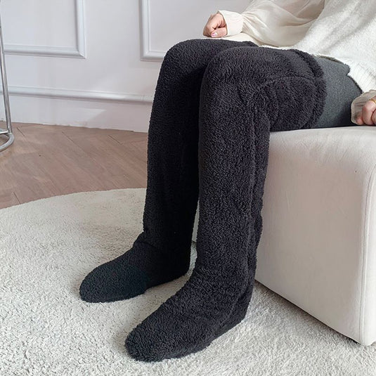 Over Knee High Fuzzy Long Socks Winter Warm Cold Leg Knee Joint 12