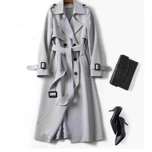 Double-breasted Mid-length Tie Trench Coat