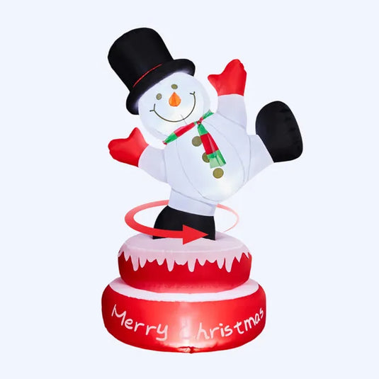 4.8FT Lighted Christmas Inflatable Decoration, Large Rotating Snowman With Motor, Funny Blow Up Yard Decorations With Built-in LED Lights For Holiday Party Front Yard Lawn Garden Decor