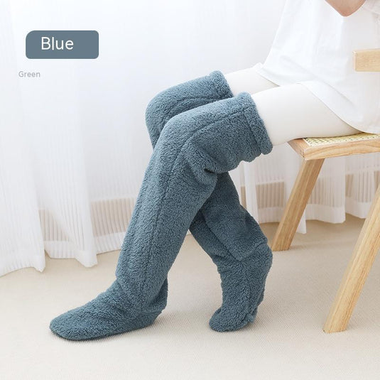 Over Knee High Fuzzy Long Socks Winter Warm Cold Leg Knee Joint 5