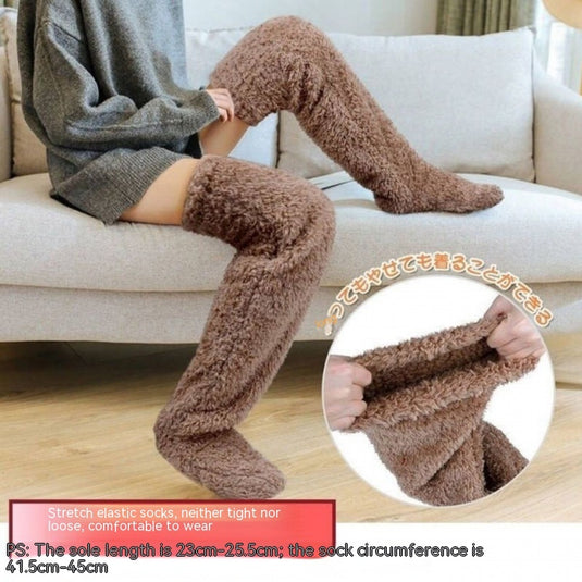 Over Knee High Fuzzy Long Socks Winter Warm Cold Leg Knee Joint 18