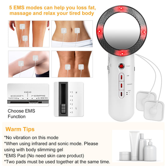 1Pc Ultrasonic Body Shaping Machine 3 In 1 Multifunctional EMS Infrared Massager Fat Remover For Belly Waist Leg Arm Skincare