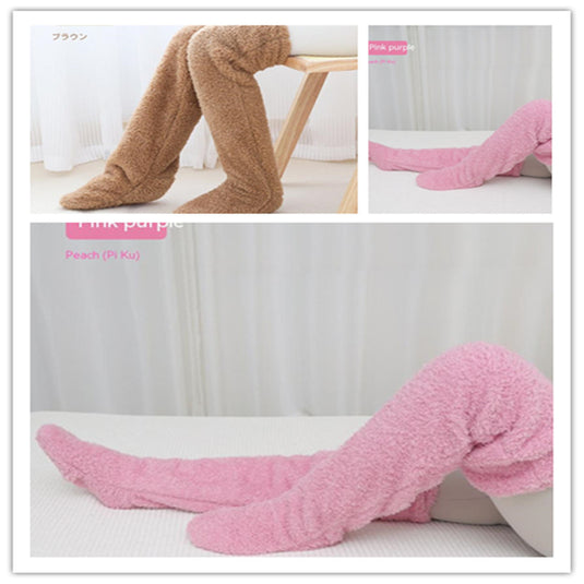 Over Knee High Fuzzy Long Socks Winter Warm Cold Leg Knee Joint 27