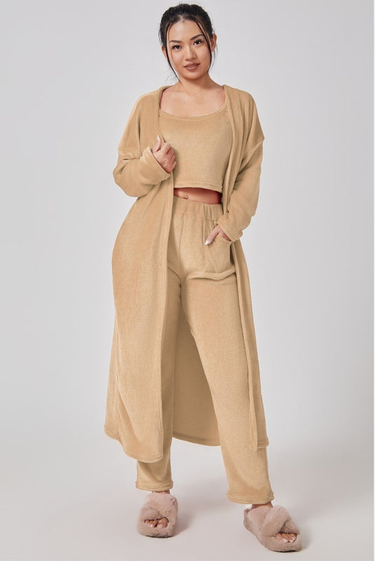 Cozy Pajama 3 Piece Lounge Set Women Winter Dress 10