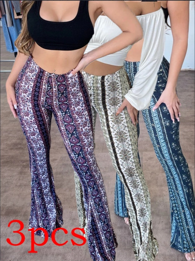 High Elastic Tight Pants Slim Sexy Print Trousers Womens Clothing 23