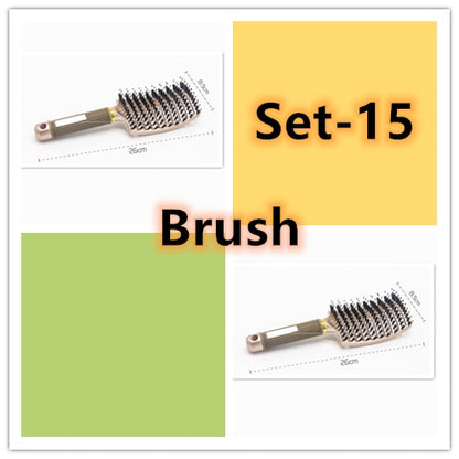 Women Hair Scalp Massage Comb Bristle Nylon Hairbrush68