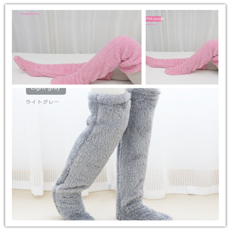 Over Knee High Fuzzy Long Socks Winter Warm Cold Leg Knee Joint 29