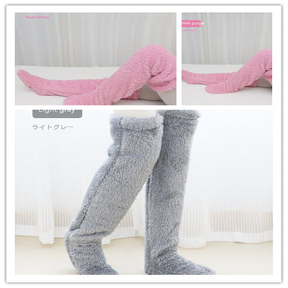 Over Knee High Fuzzy Long Socks Winter Warm Cold Leg Knee Joint 29