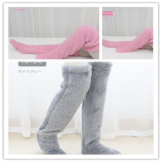 Over Knee High Fuzzy Long Socks Winter Warm Cold Leg Knee Joint 29