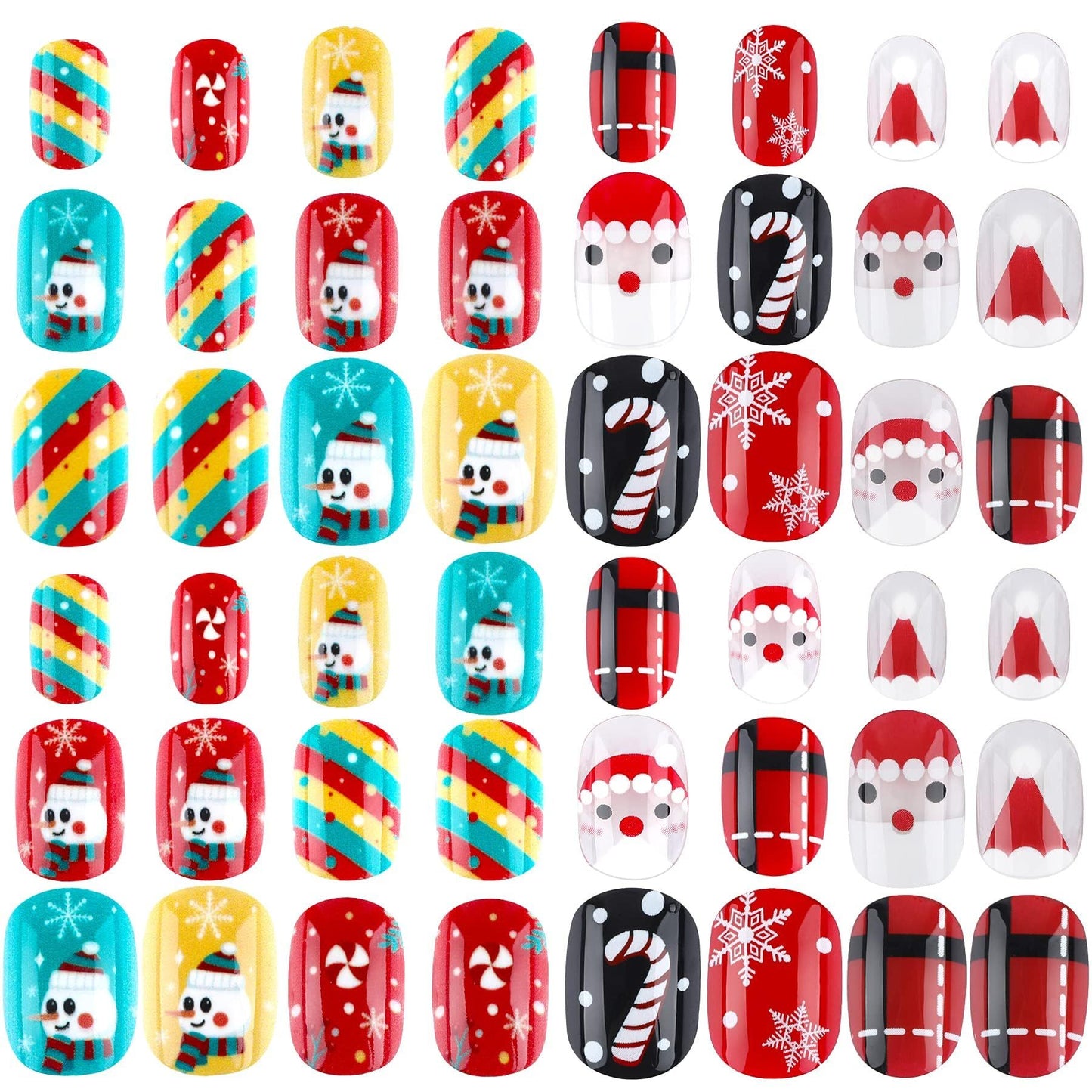 Christmas Stick On Nail, 48 Pcs False Nails Kids Full Cover Xmas Short False Nail Children Nails Lovely Gift For Kids Little Girls Nail Art Decoration-Ban On Selling On Amazon