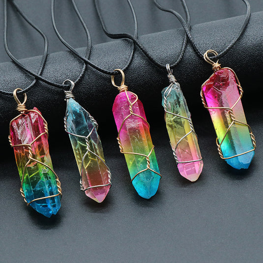 Hot Selling Stone Crystal Pillar Tree Of Life Pendant 7