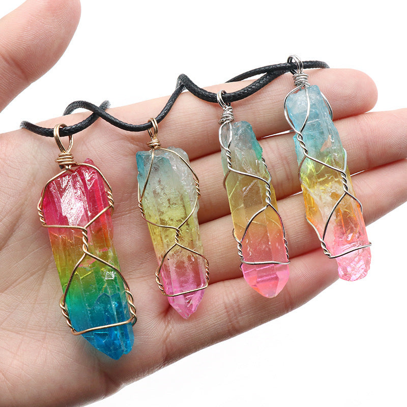 Hot Selling Stone Crystal Pillar Tree Of Life Pendant 5