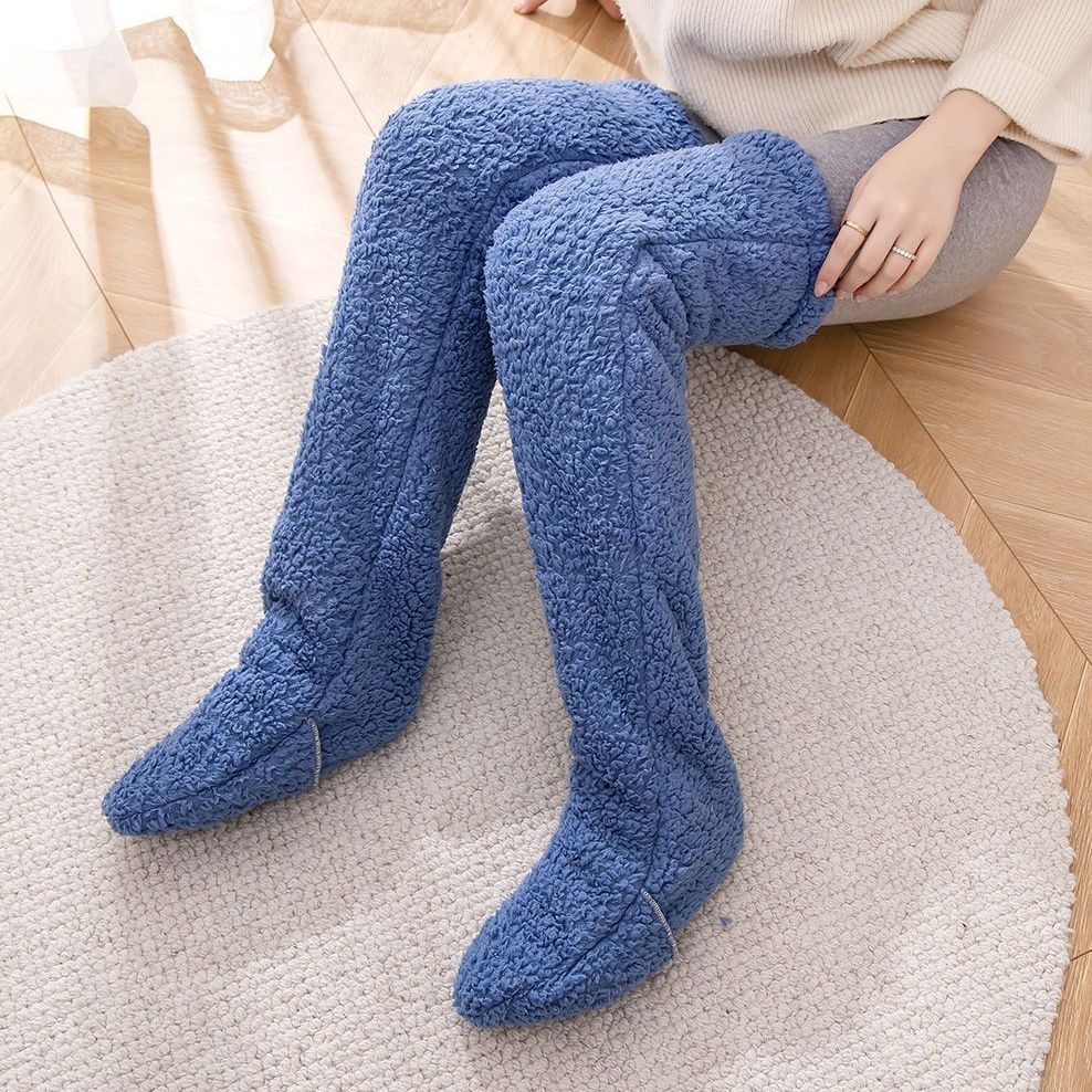 Over Knee High Fuzzy Long Socks Winter Warm Cold Leg Knee Joint 16