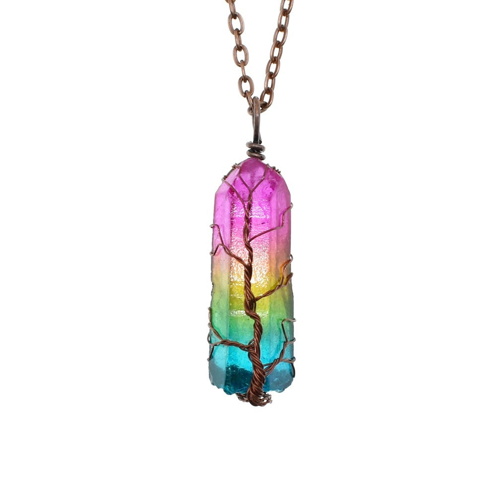 Hot Selling Stone Crystal Pillar Tree Of Life Pendant 4