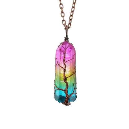 Hot Selling Stone Crystal Pillar Tree Of Life Pendant 4