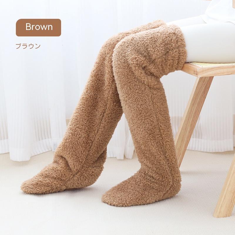Over Knee High Fuzzy Long Socks Winter Warm Cold Leg Knee Joint 14
