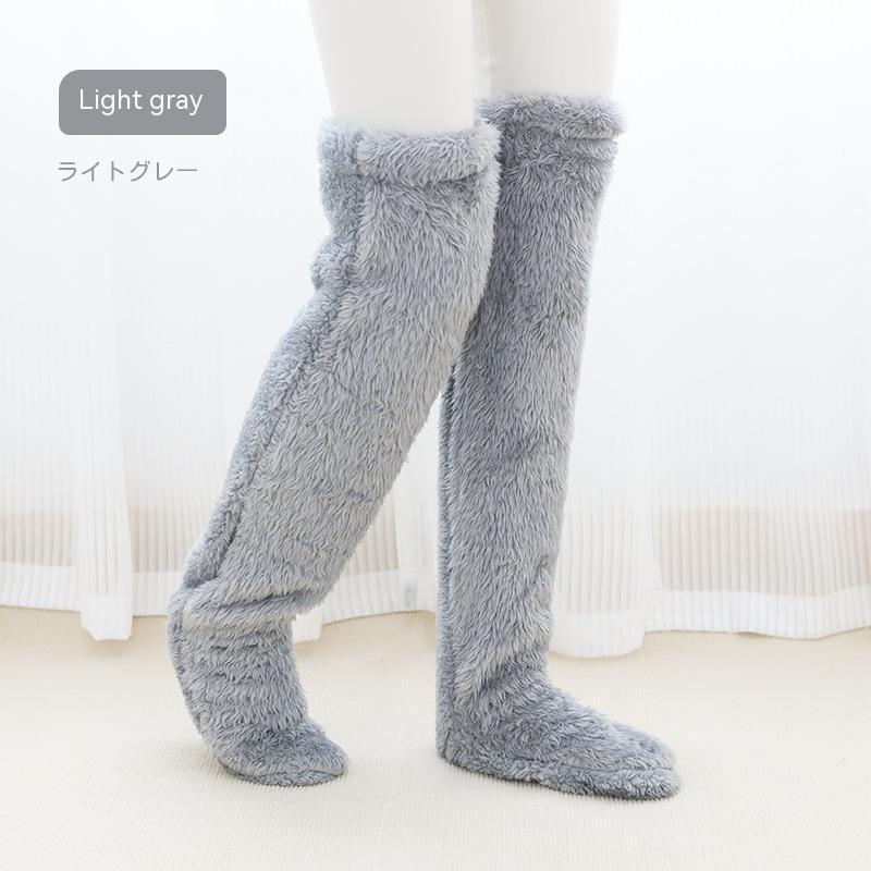 Over Knee High Fuzzy Long Socks Winter Warm Cold Leg Knee Joint 4