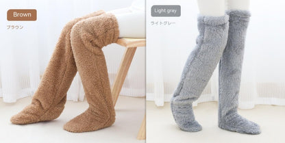 Over Knee High Fuzzy Long Socks Winter Warm Cold Leg Knee Joint 31