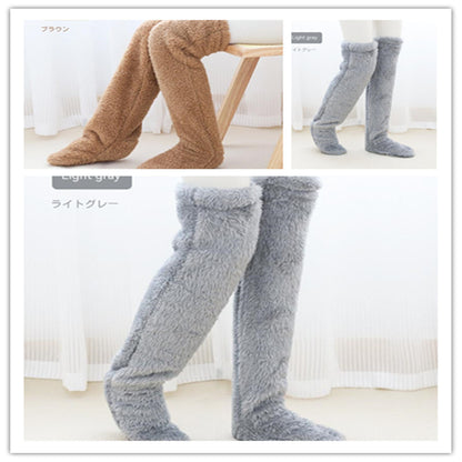 Over Knee High Fuzzy Long Socks Winter Warm Cold Leg Knee Joint 28