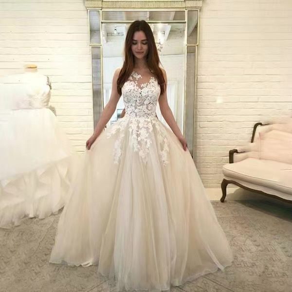 Women Wedding Dress Sleevless Flowers Lace Dress 7