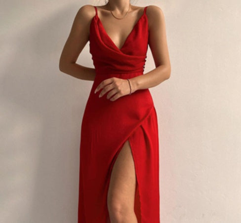 V-neck Slit Sling Sexy Summer Fashion Dresses For Women Clothing 8