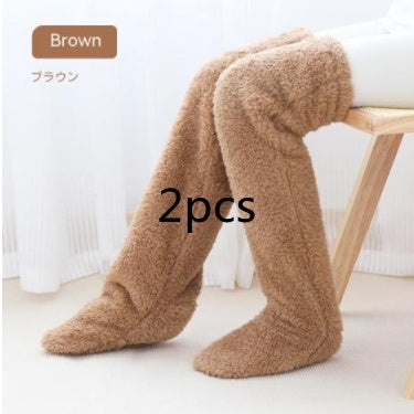 Over Knee High Fuzzy Long Socks Winter Warm Cold Leg Knee Joint 22