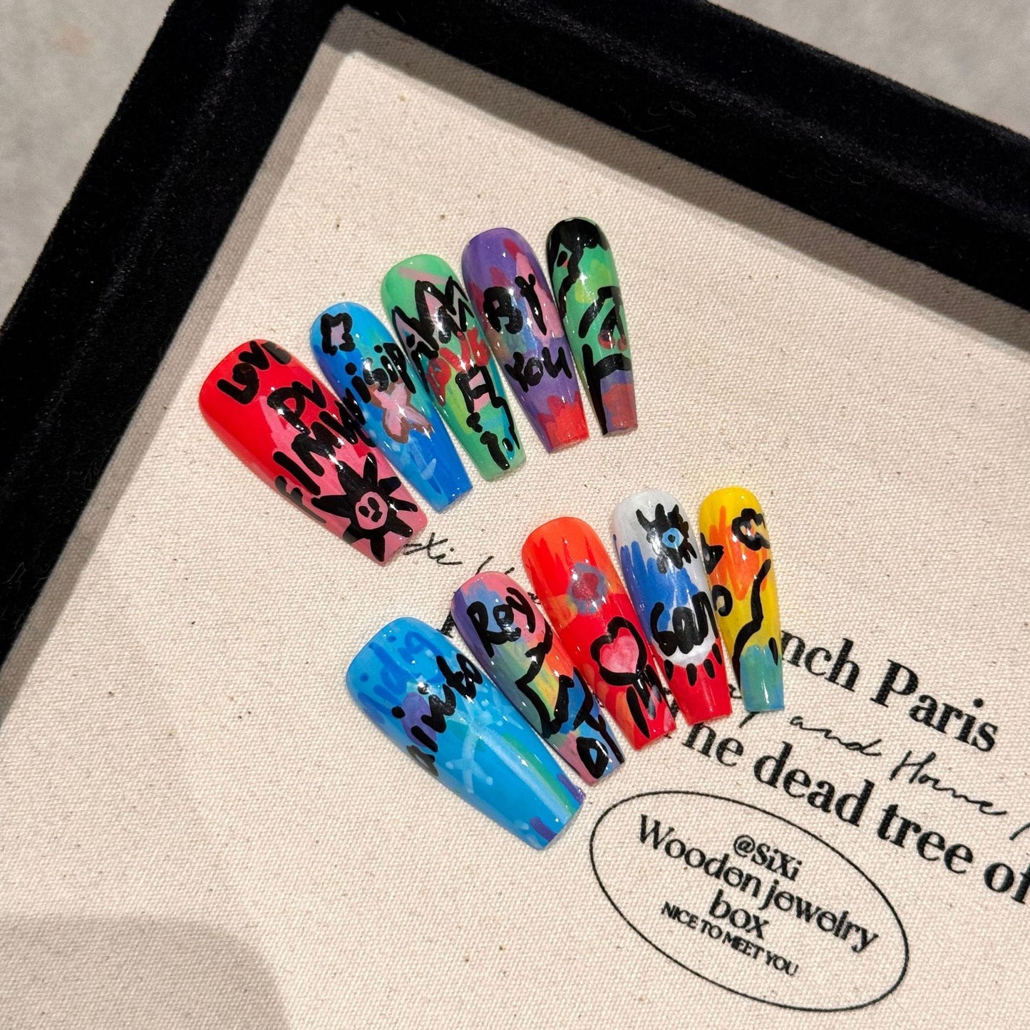 Graffiti Oil Painting Series Removable Fake Nails Wear Armor