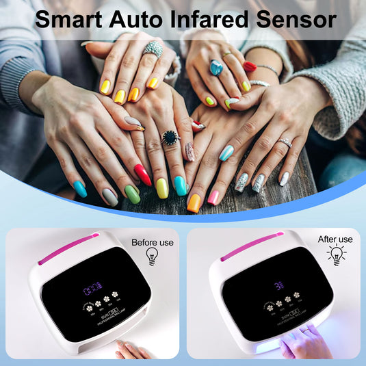 UV Nail Lamp, Professional Cordless UV LED Lamp For Nails 66Pcs Lamp Beads Automatic Sensor Gel Nail Uv Light For Nail Art At Home And In Salons