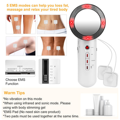 1Pc Ultrasonic Body Shaping Machine 3 In 1 Multifunctional EMS Infrared Massager Fat Remover For Belly Waist Leg Arm Skincare