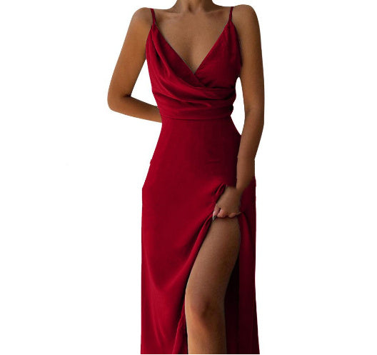 V-neck Slit Sling Sexy Summer Fashion Dresses For Women Clothing 10