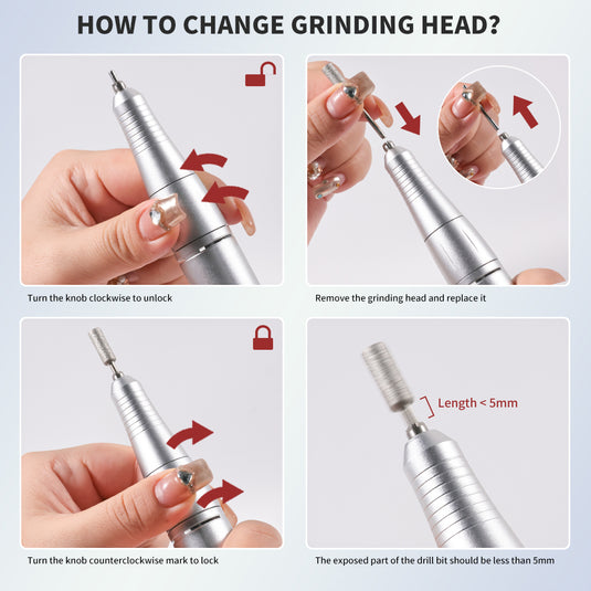 Portable Nail Drill Machine - 2-in-1 Portable Nail Drill Machine - 45000RPM Electric Professional Nail Lathe With LED Lamp - Nail Salon Dryer Electric Professional Nail Lathe With UV LED Light Nail