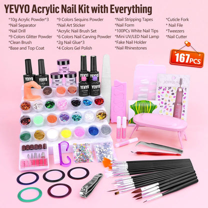 Acrylic Nail Kit With Drill, 4 Colors Gel Polish And UV Light Nail Kit, Birthday Gifts For Women, Valentines Day Gifts For Girl, Professional Nails Kit Acrylic Set With Everything For Beginners