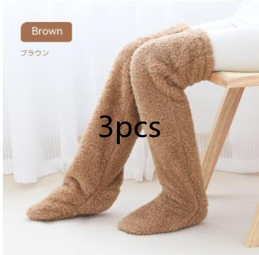 Over Knee High Fuzzy Long Socks Winter Warm Cold Leg Knee Joint 23