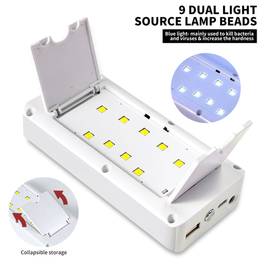 Portable Nail Drill Machine - 2-in-1 Portable Nail Drill Machine - 45000RPM Electric Professional Nail Lathe With LED Lamp - Nail Salon Dryer Electric Professional Nail Lathe With UV LED Light Nail